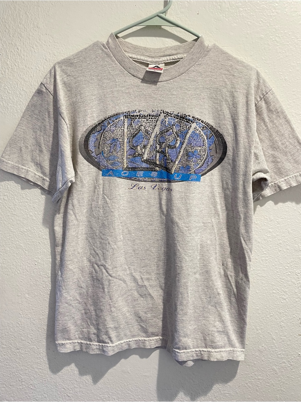 Vintage 90s Alstyle Las Vegas Aces Up Graphic Tee Size M Gray Heavyweight AAA 🎲